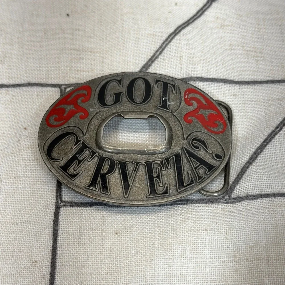 Bergamot Belt Buckle OS Silver Got Cerveza Bottle Opener Vintage 2004 J-259
